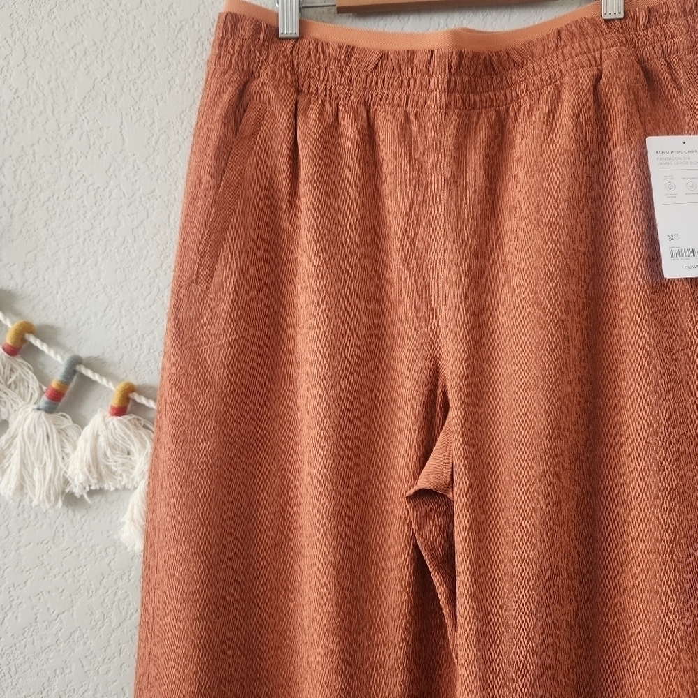 Athleta Echo Wide Leg Crop Pant Jambe Orange Breathable Pull On Packable NWT 12 - Picture 9 of 12